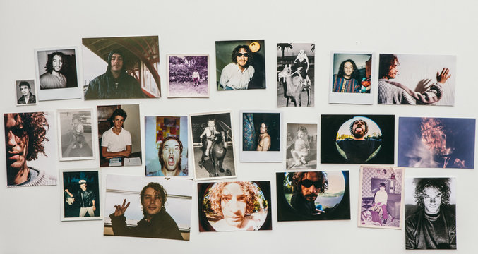 Instant photos of a man over a 40 years period