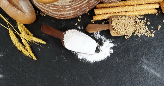 Various types of bread loaves