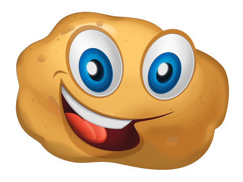 cartoon vegetable smiling and looking potato / illustration for children