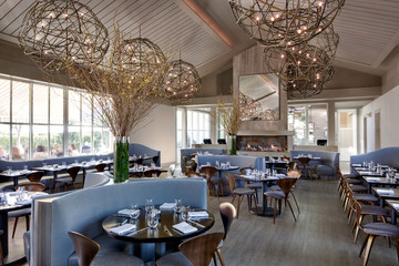 Interiors of luxury upscale restaurant 
