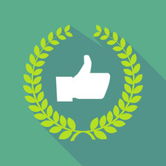 Long shadow laurel wreath with a thumb up hand