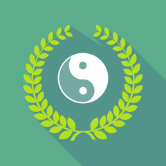 Long shadow laurel wreath with a ying yang