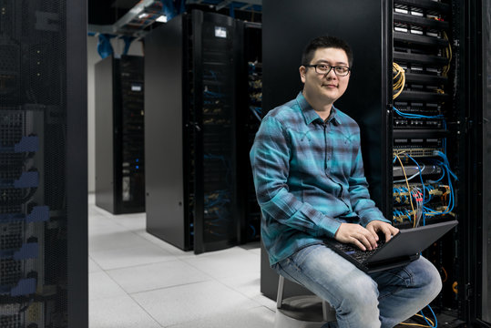 Portrait of engineer working in data center