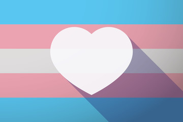 Long shadow transgender flag with a heart
