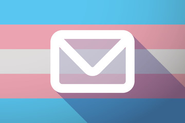 Long shadow transgender flag with an envelope