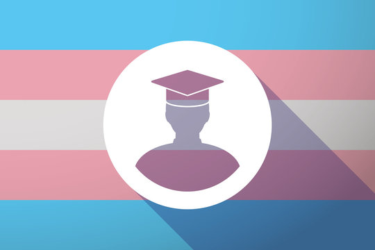 Long shadow transgender flag with a student