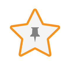 Isolated star with a push pin