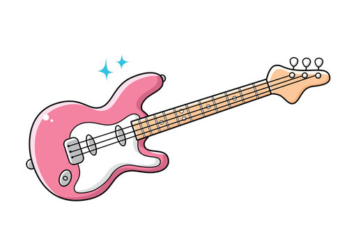 Pink electric toy guitar isolated.