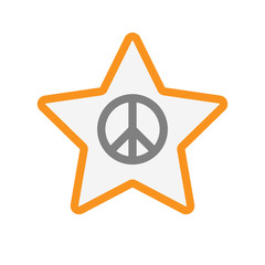 Isolated star with a peace sign