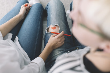 Couple sitting outdoors