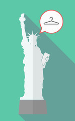 Long shadow statue of libety with a hanger