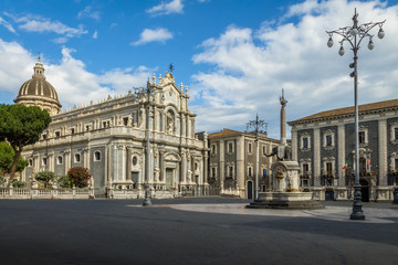 Piazza del Duomo (Cathedral Square) with the Cathedral of Santa Agatha and the Elephant Sculpture...