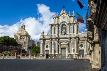 Fototapeta premium Cathedral of Santa Agatha at Piazza del Duomo (Cathedral Square) - Catania, Sicily, Italy