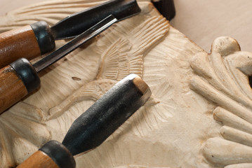 Tools for wood carving.