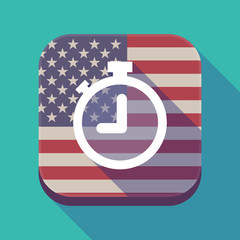 Long shadow USA app button with a timer