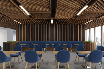 Fototapeta premium Blue chair cafe wooden interior