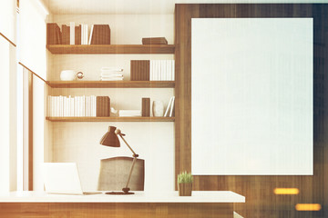 Dark wooden office, close up, toned