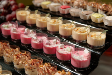 Various desserts on catering table