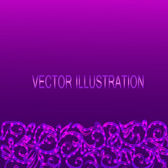 Violet background with ornamental border. Vector illustration.