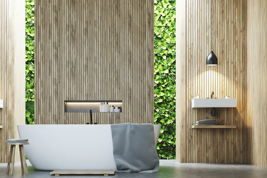 Eco bathroom, a sink and wood