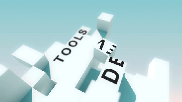 PHP Development words animated with cubes