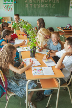 Kids Drawing in Class