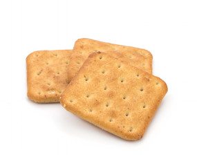 Salted biscuits on white background