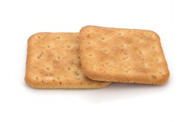 Salted biscuits on white background