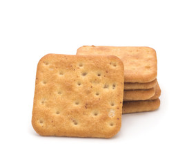 Salted biscuits on white background