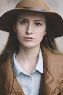 portrait of young woman with hat 