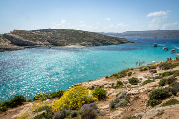 Fototapeta na wymiar The Blue Lagoon in Comino Island - Gozo, Malta