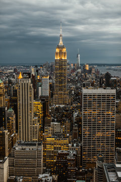 View of Manhattan skyline at evening