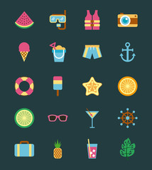 hello summer icon set background vector design graphic illustration