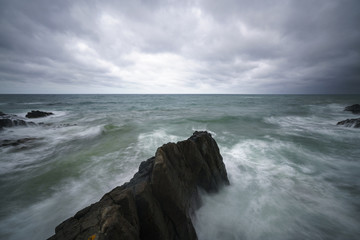 View of seacoast with cliffs.