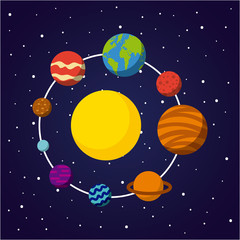 solar system flat icon vector illustration design graphic