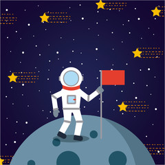 astronaut solar system flat icon vector design graphic illustration