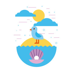 sea life flat draw icon vector illustration design graphic