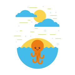 sea life flat draw icon vector illustration design graphic