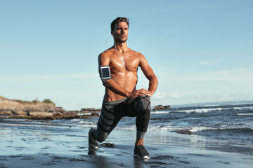 Stretching on the Beach