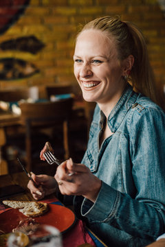 Friends having a lunch