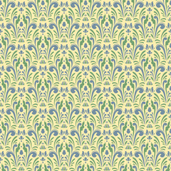 Vector damask vintage seamless pattern background.