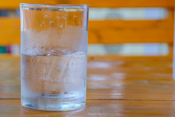Water in glass on table