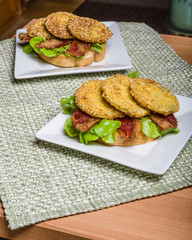 Fried green tomato sandwich ready to serve