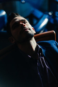 Young Businessman Waiting in a Longe Room