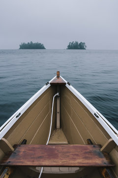 Wooden Boat on Foggy Day