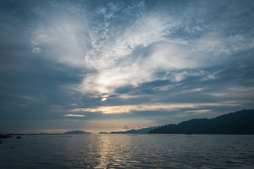 Vibrant sunset seascape on the beach of Lipeh Island,Thailand