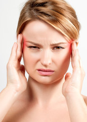 Fototapeta premium Woman having headache migraine