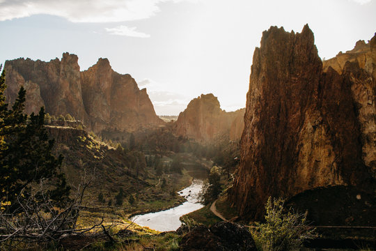scenic beautiful landscape view of smith rock oregon usa at sunset