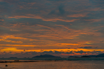 Vibrant sunset seascape on the beach of Lipeh Island,Thailand