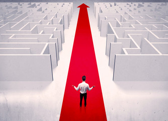 Smart businessman avoiding maze concept